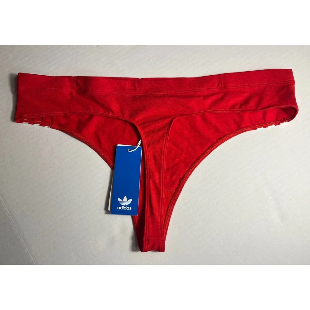 Adidas Woman's Red 3 Stripes Wildside‎ Thong Smart Cotton Size 2XL XXL